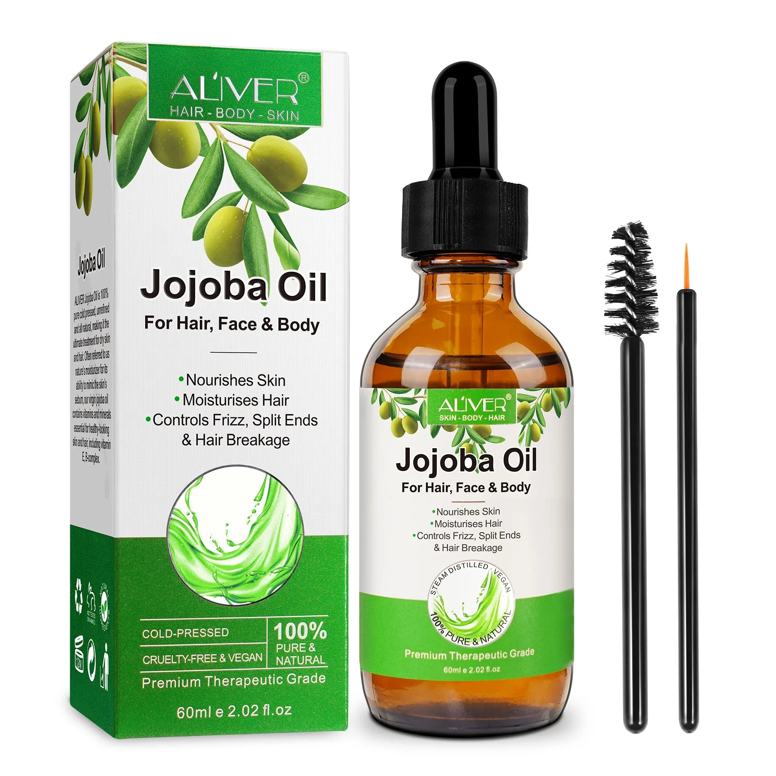 Aliver Jojoba Oil – 100% Pure Natural Cold-Pressed Hydration for Face Skin & Hair