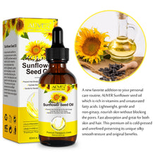 Load image into Gallery viewer, Aliver Sunflower Seed Oil - Cold Pressed Pure Unrefined Essential Oil for Face, Hair, and Skin Care (60ml)
