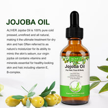 Load image into Gallery viewer, Aliver Jojoba Oil – 100% Pure Natural Cold-Pressed Hydration for Face Skin &amp; Hair
