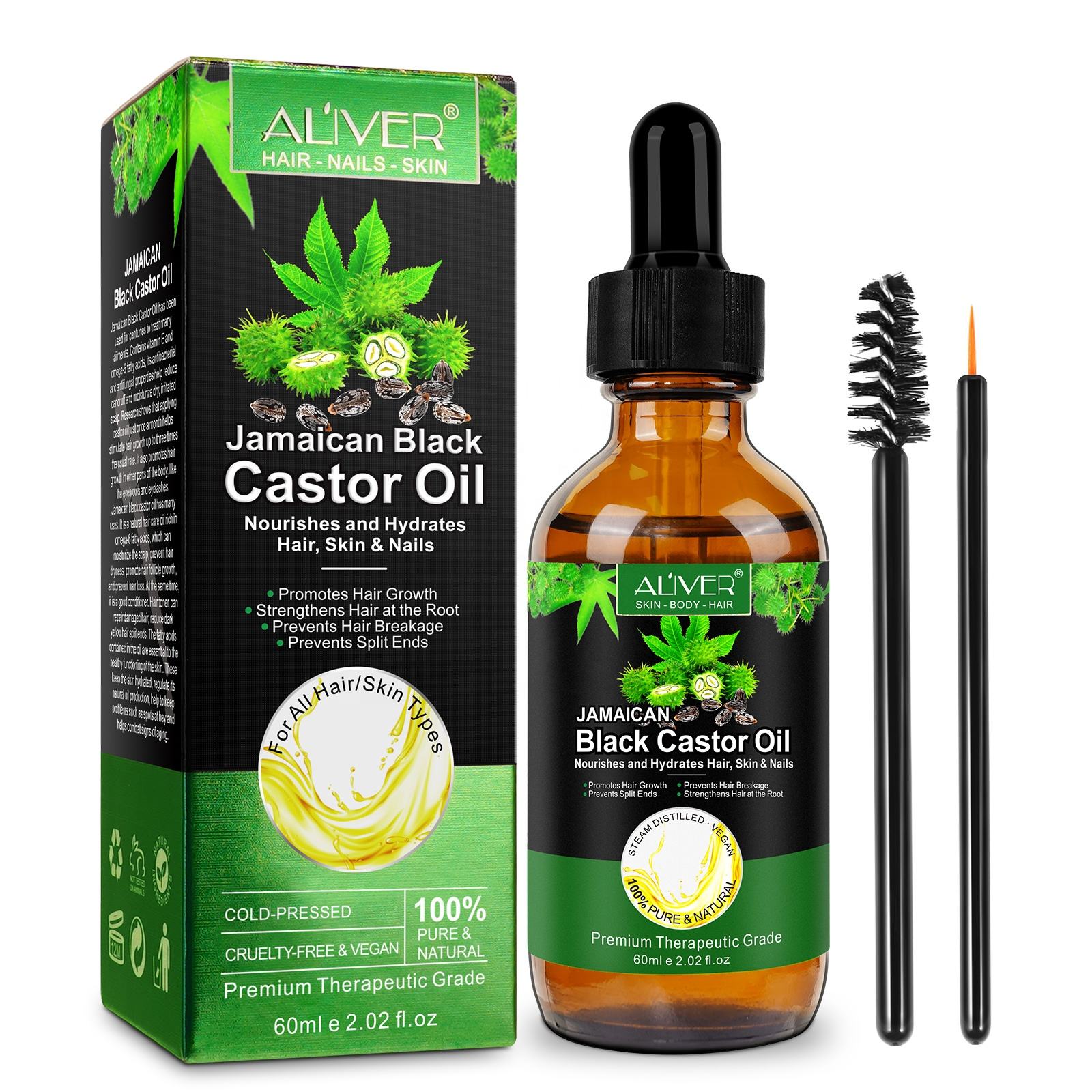 Aliver Premium Jamaican Black Castor Oil – Nourishes and Hydrates Hair, Skin, Nails & Lashes