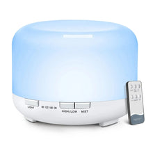 Load image into Gallery viewer, Aroma Diffuser Ultrasonic Essential Oil Humidifier with Remote &amp; LED Mood Lighting (500ML)
