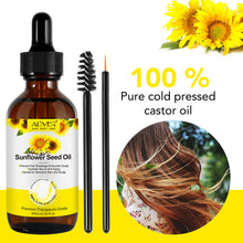 Load image into Gallery viewer, Aliver Sunflower Seed Oil - Cold Pressed Pure Unrefined Essential Oil for Face, Hair, and Skin Care (60ml)
