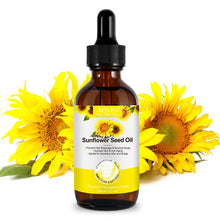 Load image into Gallery viewer, Aliver Sunflower Seed Oil - Cold Pressed Pure Unrefined Essential Oil for Face, Hair, and Skin Care (60ml)
